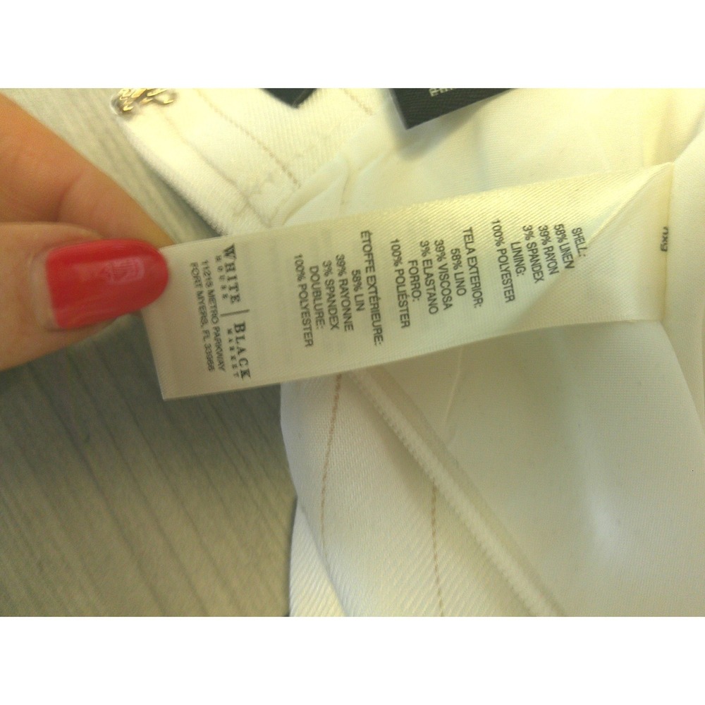 White House Black Market Pencil Skirt‎ Women 6 White Excellent Pinstripe Linen - Picture 5 of 8